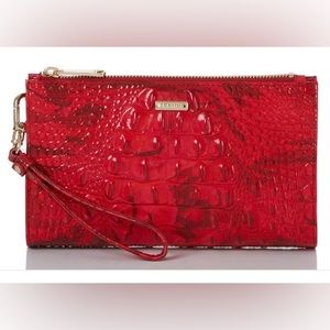 BRAHMIN Melbourne Collection Daisy Red Flare Wristlet